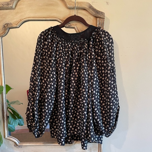 the Great. Silk Blouse in Black/Ivory - Picture 2 of 4